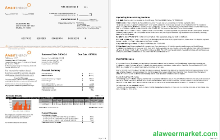 USA Ambit Energy business utility bill Word and PDF template 1-2